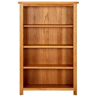 RCODSSK 4-Tier Bookcase 27.6"x8.7"x43.3" Solid Oak Wood Rustic Bookshelf for Study, Living Room, Displaying Books and Decor