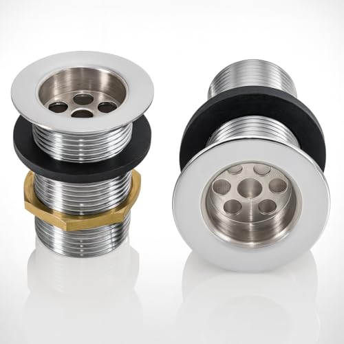 Image of Bassino Heavy-Duty Brass Waste Coupling 32mm (4 Inch) /Full Thread Non-Pop Up Basin Drain /Leak-Proof & Rust-Resistant /Simple Full Thread Drain Coupling(Chrome Finish)