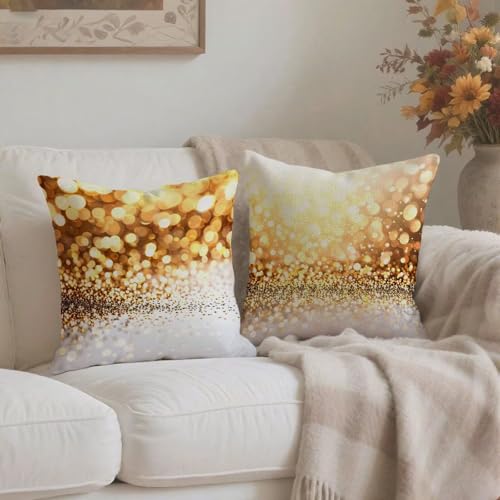 Housse coussin 60x60cm doré lin blanc imperméable canapé balcon - 4