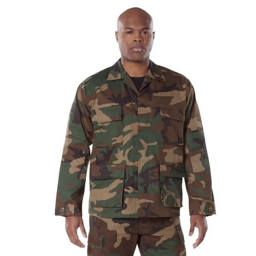 Image of Rothco BDU Uniform Shirt | Men's Long Sleeve Tactical Cargo Overshirt Utility Hunting Fishing Shacket Button Down Jacket with 4 Pockets