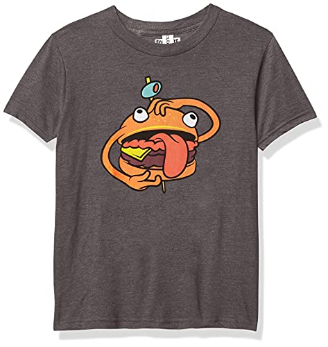 FORTNITE Durr Burger Boy's Crew Tee, Charcoal Heather, Youth X-Large