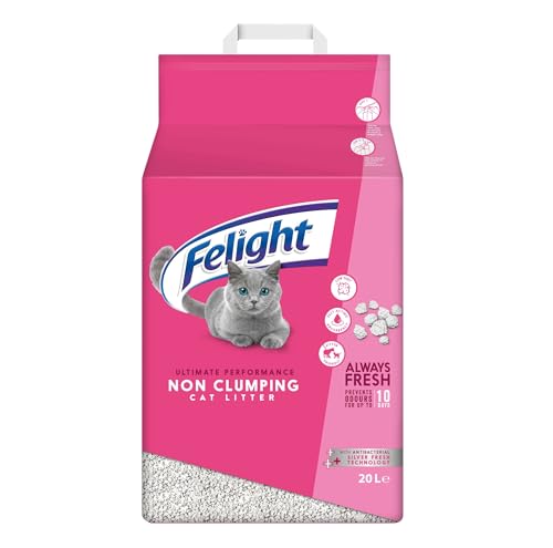 Felight Non-Clumping Cat Litter (20L Bag) - Antibacterial Silverfresh Technology Prevents Odours for up to 10 Days Made in the UK