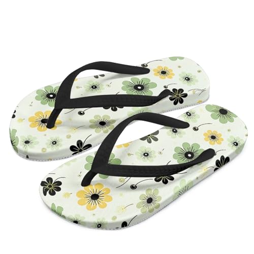 Kids Flip Flop Stylish Floral Print Summer Sandal for Girls with Footbed & Non-Slip Sole