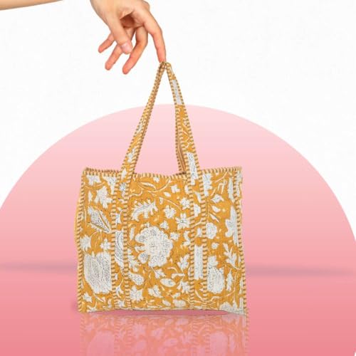Image of Women's 100% Cotton Lightweight Shoulder Tote Bag with Interior Poeckt Casual Handbag for Women