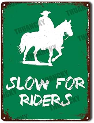 Metal Hanging Sign Street Sign Warning Plaque Aluminum Metal Road New Slow For Riders with Horse Rider Engineer Grade Tin Office Signs Outdoor 6x8inch