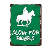 Metal Hanging Sign Street Sign Warning Plaque Aluminum Metal Road New Slow For Riders with Horse Rid