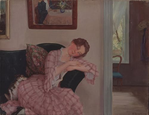 Affiche une dame endormie en rose de Konstantin Andreevic Somov poster impression toile 60x90