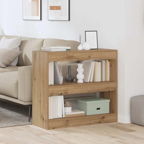 Mokuyary Librería/separador de ambientes, roble Artisan, 80 x 30 x 72 cm, estantería para libros, estantería de oficina, estantería de almacenamiento, estantería decorativa para salón, dormitorio