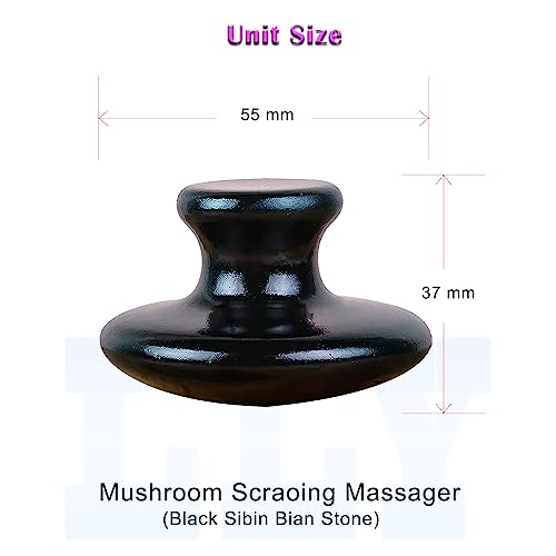 LLY Multifunctional Scraping Massage Tools. Natural Black sibin bian Stone. Beauty & Health Care,Relieve Wrinkles,Muscle and acupoint Massage (Mushroom Scraping Massager 2 Pack)