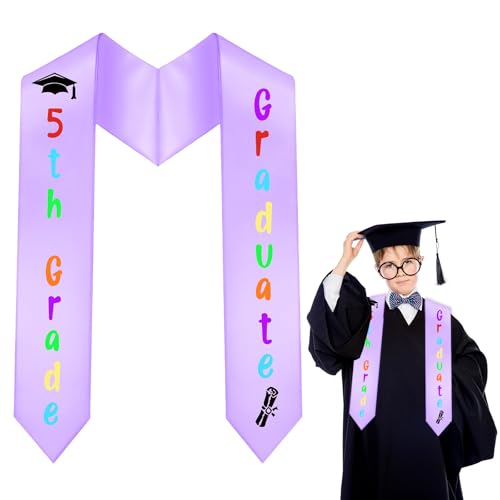 Gosodeny 5th Grade Graduation Stole Class of 2026 Fifth Grad Decorations Elementary Graduation Sash Decor (Purple Style 2, 1)