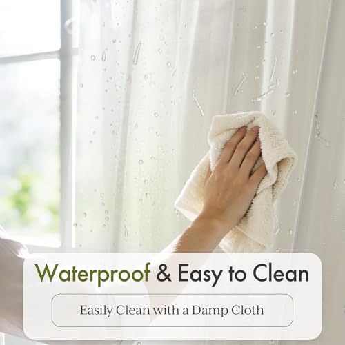 Image of Bathway Shower Curtain Liner, Frosted Shower Curtain Liner 72x72 PEVA Waterproof Shower Curtain Liner Plastic with 3 Magnets and 12 Rustproof Metal Grommets, Lightweight Shower Liner for Bathroom