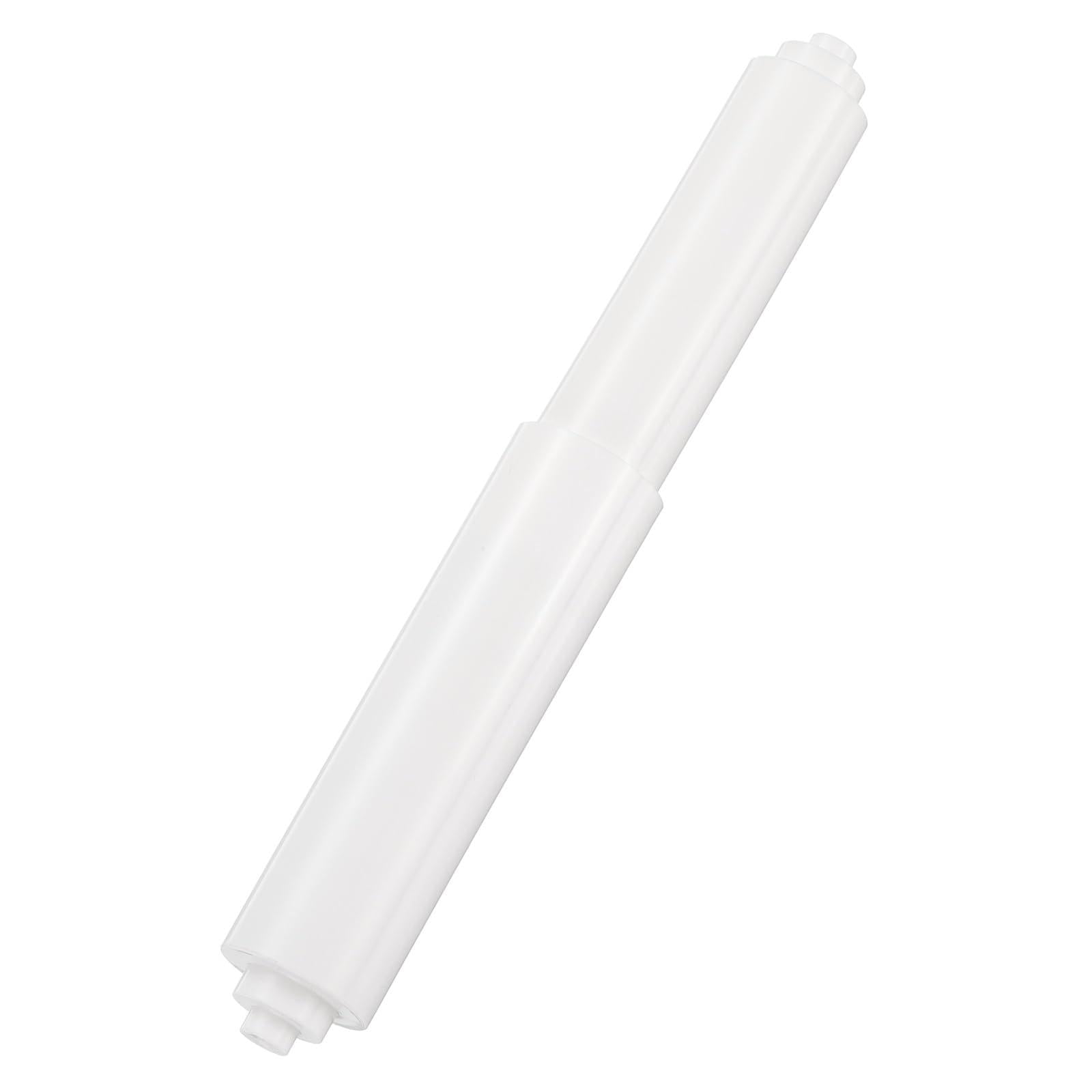 sourcing map 1PCS Toilet Paper Holder Roller, 4.6" to 7" Retractable Bathroom Tissue Roll Holder Toilet Paper Spring Rod Replacement Plastic for Washroom Bathroom, White
