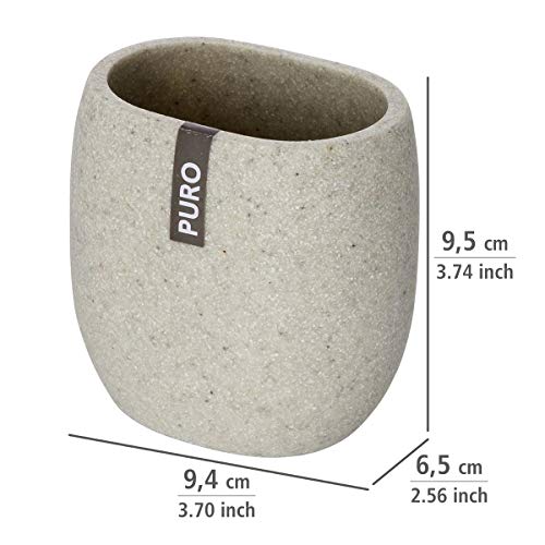 Wenko Tumbler Makeup Brush, Toothbrush, Toothpaste Bathroom, Countertop, Razor Holder, Organizer Stand Cup, Beige #TOP2