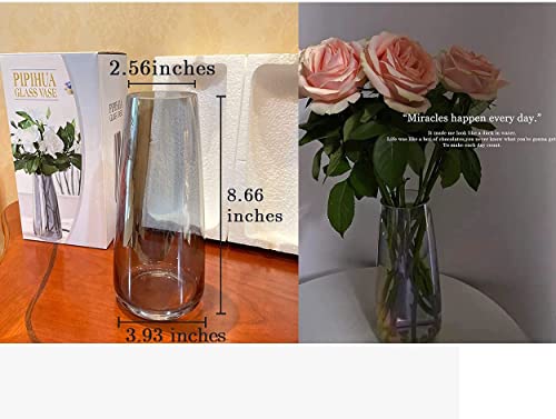 PIPIHUA Vaas Van Loodvrij Glas, Kristallen Vazen Voor Pampasgras, In Stijl Handgemaakte Bloemenvaas Voor Bloemen En Droogbloemen, Decoratief Cadeau Voor Woonkamer/Kantoor/Eettafel(Rookgrijs) - Afbeelding 5