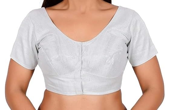 Women's Polycotton Short Sleeves Readymade Stitched Blouse (Silver, 5XL)-picture-47