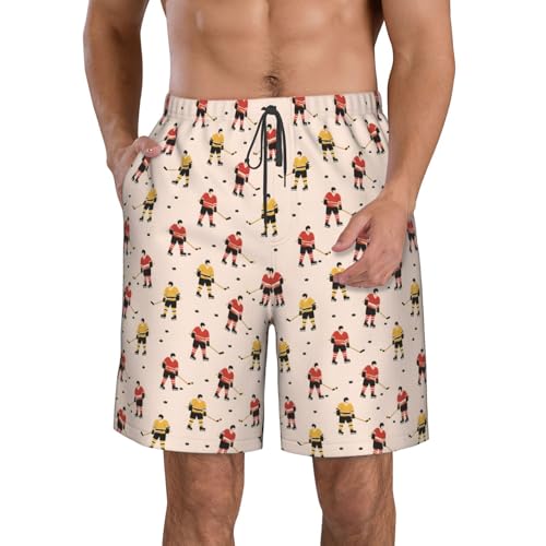 HYQMXGFGYS Hockey Player Beach Shorts Sports Pattern Casual Soft Basic Funny Short Fashion Swim Board Trunks Large