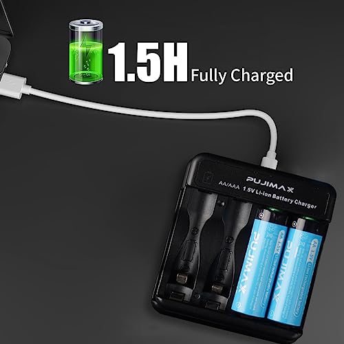 Pujimax L4003-3A1104 4Packrechargeable Aaa Batteries With Charger,1100Mwh 1.5V Triple A Lithium Rechargeable Battery 1.5H Fast Charge Up To 1500 Times 4Count Aaa Battery Charger Kit thumb #3
