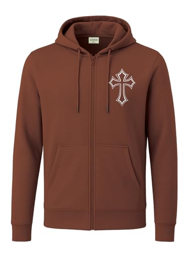 Image of ADRO Men's Regular Fit Zip-Up Hoodie for man | 320 GSM Cotton Poly Fleece Zipper Sweatshirt with Soft Fabric & Printed Hoodies