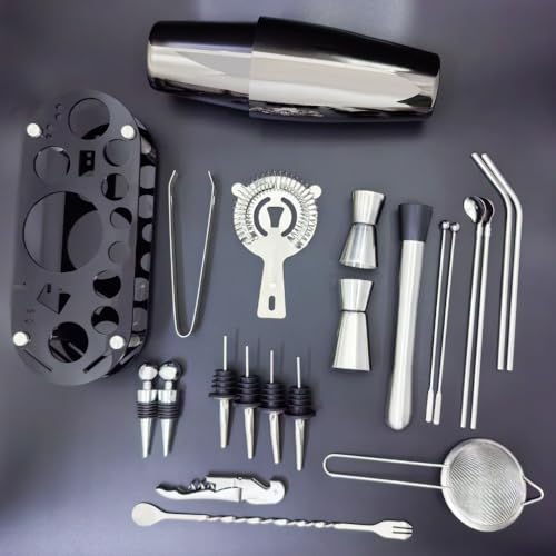 KCJLHGT Conjunto de Coqueteleira de 22 Peças, Kit de Barman de 27/20 Onças, Conjuntos de Ferramentas