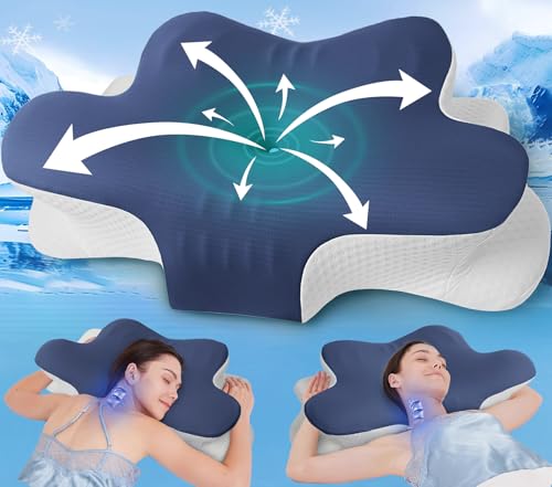 Kopfkissen gegen Nackenschmerzen – Orthopädisches Nackenstützkissen aus Memory Foam, Ergonomisch & Höhenverstellbar – Bücherkissen für...