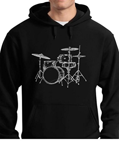 Tstars Drum Hoodie for Men - Gift for Drummers & Musicians - Pullover for Music Lovers & Band Members Large Black