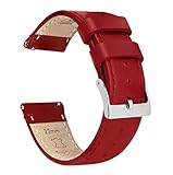 Picture of BARTON WATCH BANDS Quick Release Top Grain Leather Watch Band Strap, Crimson Red Leather & Stitching, 18mm