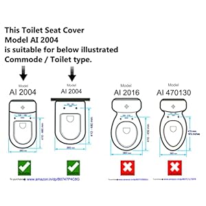 Adshank Toilet Seat Cover | White shade/color/effect | Non Soft Close Hinges | Model : AI 2004D 00 PTPn | Adaptable/Suitable for D shaped Commode / Sanitaryware / Toilet | With complete factory fitted Hinges & Seat Fixing Hardware kit included.