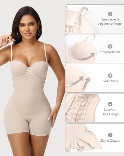 Strapless Shapewear Bodysuit for Women Corset Shapewear Tummy Control Bodysuit with Underwire Bra4