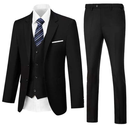 Image of WOMS Men's 3 Piece Suit Slim Fit,Mens Wedding Suit Groom Prom Tuxedo