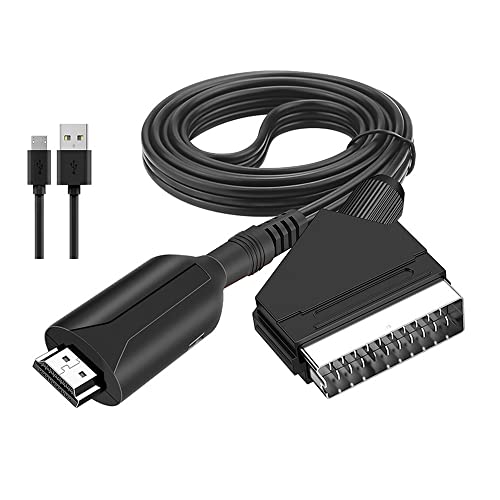 iHaospace Convertisseur HDMI vers Péritel, HDMI to Scart Converter,Adaptateur Tout-en-Un HDMI vers Péritel, convertisseur Audio vidéo PAL/NTSC 1080P HD pour TVHD STB VHS DVD Blu-Ray