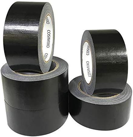 COSIMIXO 5-Pack Black Heavy Duty Duct Tape, 2 inches x 30 Yards, Strong, Flexible, No Residue, All-Weather and Tear by Hand - Bulk Value for Repairs, Industrial, Professional Use