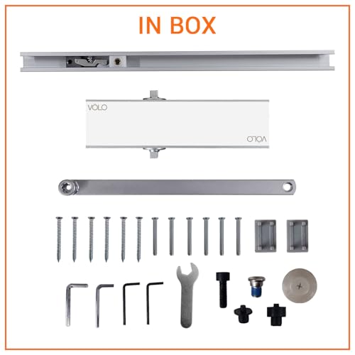Image of Volo Automatic Hydraulic Double Speed Aluminium Door Closers Premium Heavy Duty for Residential /Commercial Purpose with Fitting Set (Color Silver) (Pelmet Arm Door Closer)