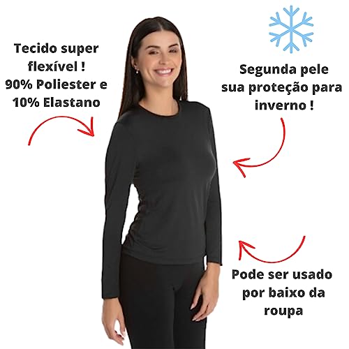 Blusa Segunda Pele Feminina Termica Flanelada Pelucia Manga Longa