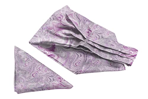 Image of BLACKSMITH Jacquard Microfiber Neckwear Ascot and Matching Pocket Square Set for Men