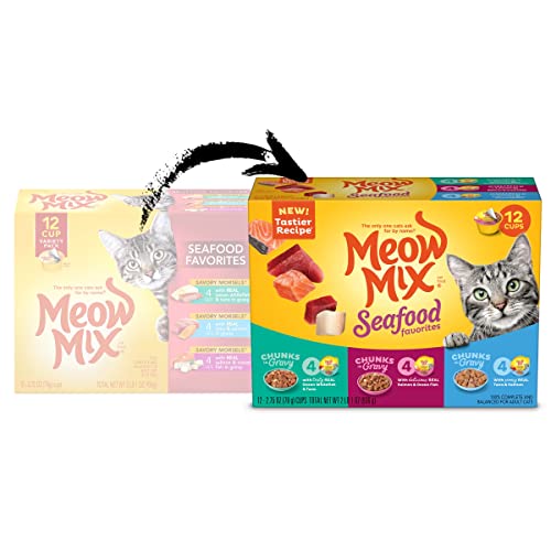 Meow Mix Seafood Favorites Wet Cat Food, Variety Pack, 2.75 Ounce Cup , 12 Count (Pack Of 1) #TOP2