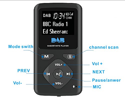 Baceyong Radio digitale portatile, digitale FM DAB/DAB+ Radio + lettore MP3 Bluetooth 4.0 32G Nero