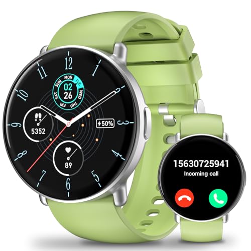 Smartwatch Uomo Donna, 1.39" HD Orologio Smartwatch con Chiamate Bluetooth, Fitness Tracker con Contapassi/Cardiofrequenzimetro/Sonno/112 Sportive, Impermeabil IP68 Smart watch per Android iOS, Verde
