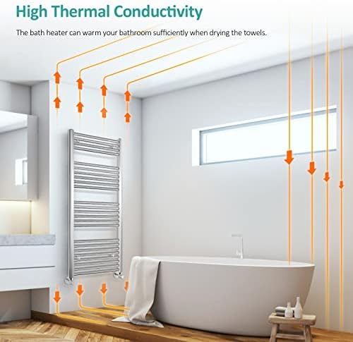 EMKE Chrome Heated Towel Rail - 1600 x 500mm, Modern Bathroom Radiator - Wall/Floor Mounted