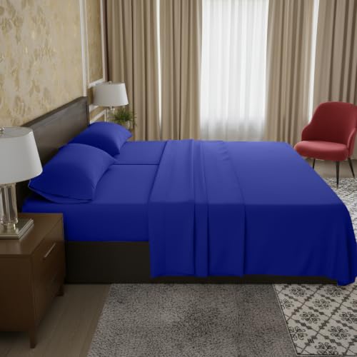 Image of Elegant Comfort Luxury Quality Microfiber 5-Piece 1500 Premium Hotel Sheet Set-Wrinkle Resistant, All Around Elastic Fitted Sheet, Deep Pocket up to 16 inch, Split King, Royal Blue