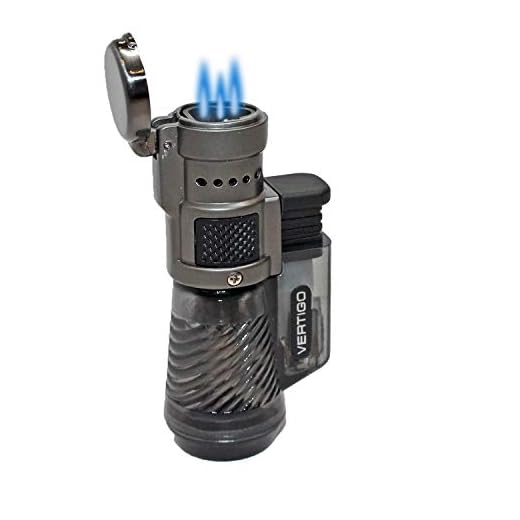 Vertigo Cyclone Charcoal and Brushed Chrome Triple Flame Torch Lighter