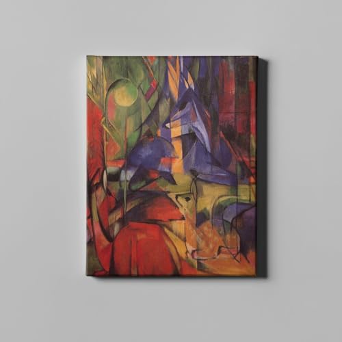 Franz Marc Cerf dans une forêt grande toile pour un salon contemporain
