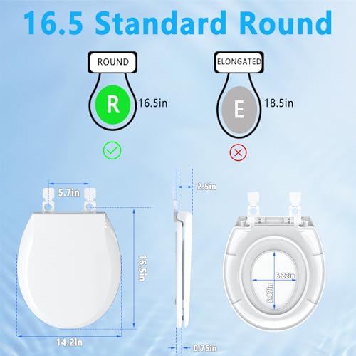 Image of Aunsffer Toddler Toilet Seat with Potty Training Seat Round 16.5inch, 2 in 1 Toilet Seat for Family Built-in Baby Seat Removable, Soft Close + Easy Clean, PP Safe Material, Blue