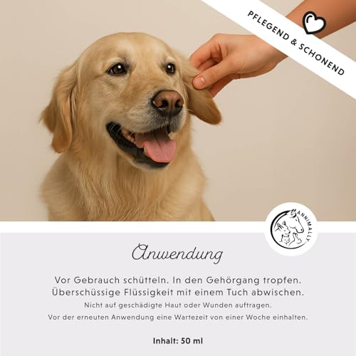 Ohrmilben Hund Akut hochwirksames Sofortmittel - Ohrmilbenöl gegen Juckreiz bei Ohrmilben und Grasmilben Hund - Ohrentropfen für Hunde mit Aloe Vera und Eukalyptusöl - Ohrentropfen Hund Entzündung