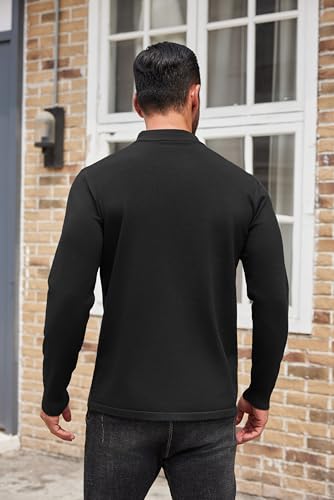 COOFANDY Men's Mock Turtleneck Long Sleeve T Shirts Basic Casual Knitted Half Neck Thermal Lightweight Pullover Sweater3