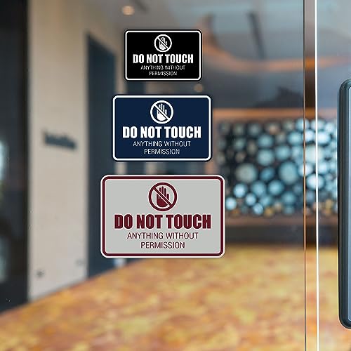 Panneau Do Not Touch Anything signalétique bureau plastique bleu