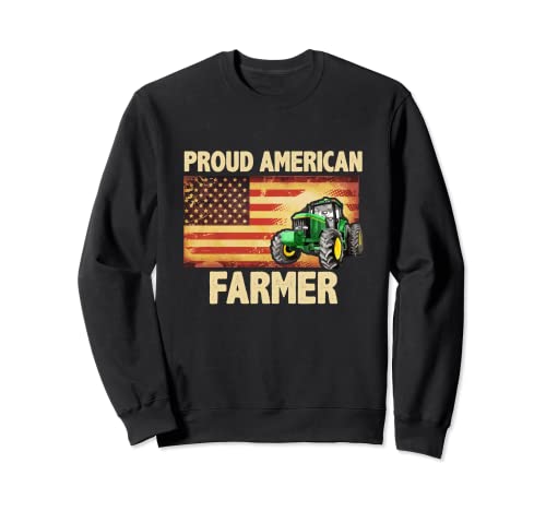 Proud American Farmer USA Flag Patriotic Farming Sudadera