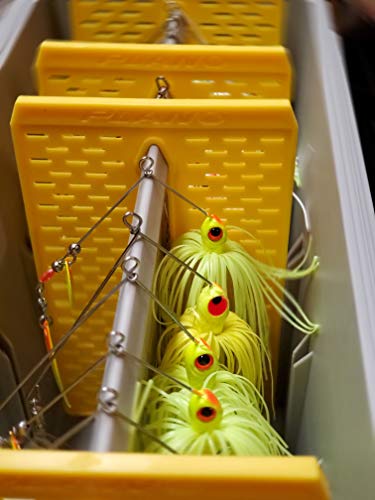 Image of Plano EDGE Premium Spinnerbait Tackle Utility Box, Clear and Yellow, Rust-Resistant Storage, Waterproof Tackle Tray Organizer for Buzz Baits, Swimbaits, and Crankbaits