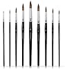 Sable Watercolour Brushes 9pcs, Fuumuui Detail to Mop Kolinsky Sable Brushes Round Pointed Professional Watercolor Brush Perfect for Watercolour Gouache Acrylic Ink Painting Black #5