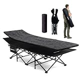 MoverX Folding Camping Bed, Portable Cot, Camp Folding Bed, Camping Beds for Adults, Camp Beds for Fishing, 160kg, Black