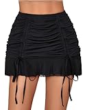 Avidlove Womens Mini Skirts Sexy High-Waisted Pencil Bodycon Short Skirt with Drawstring Plus Size A-Black